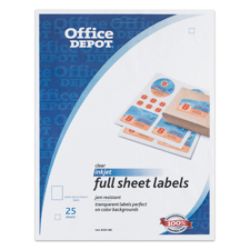 Office Depot Brand Clear Inkjet Shipping Labels 8 12 x 11 Pack Of 25 by ...