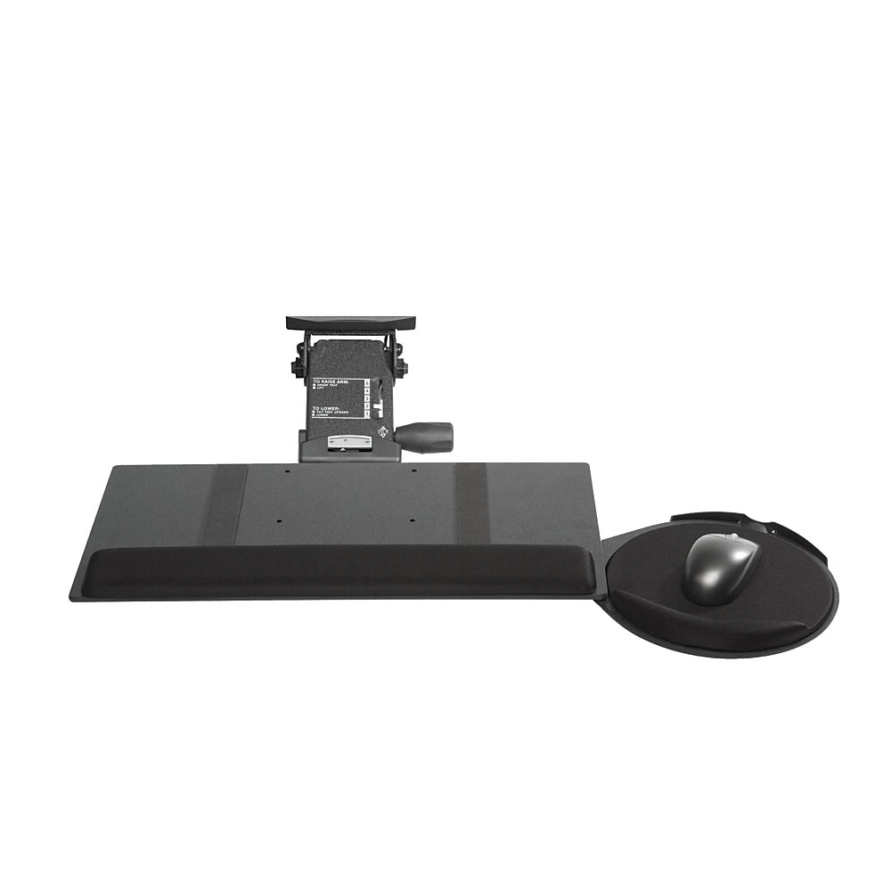 KellyREST Leverless Lift N Lock Standard Keyboard Tray With Oval Mouse Platform Black