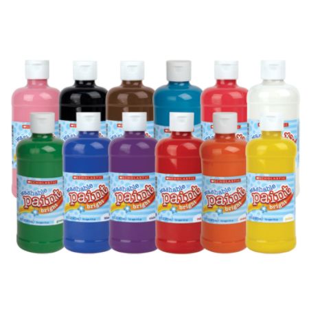 Scholastic Washable Tempera Paints Assortment 16 Oz Assorted Colors ...