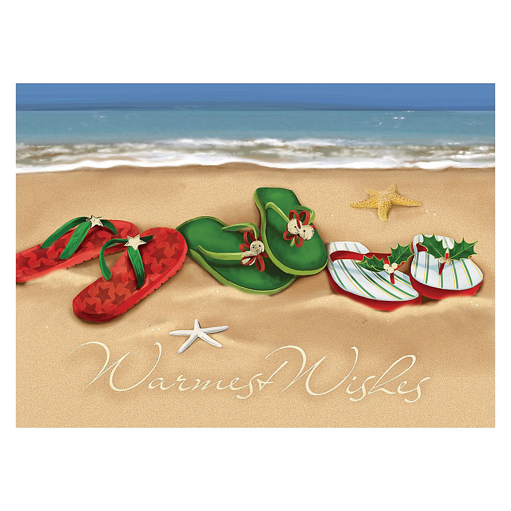 30percent Recycled Personalized Regional Holiday Cards 7 78 x 5 58  Holiday Beachwear Box Of 25