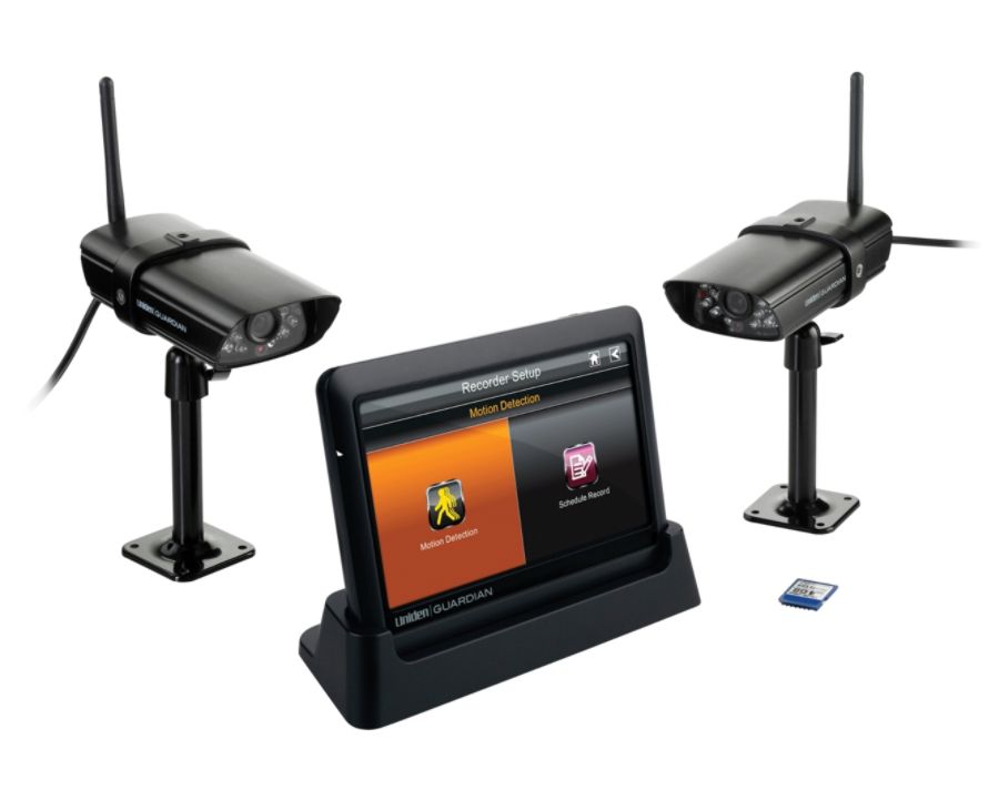 Uniden G755 Guardian Digital Video Surveillance System With 2 IndoorOutdoor Cameras And 7 Touch Screen LCD Monitor