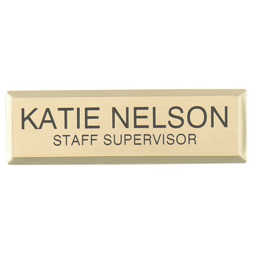 Engraved Metal Name Badge 34 x 2 34 Gold by Office Depot & OfficeMax