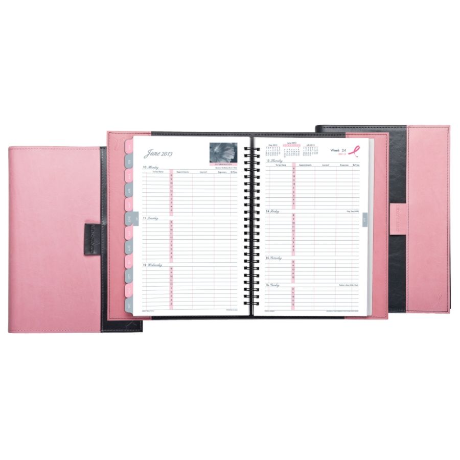 Day Timer 30percent Recycled Pink Ribbon Reversible Weekly Planner 5 12 x 8 12  January December 2013