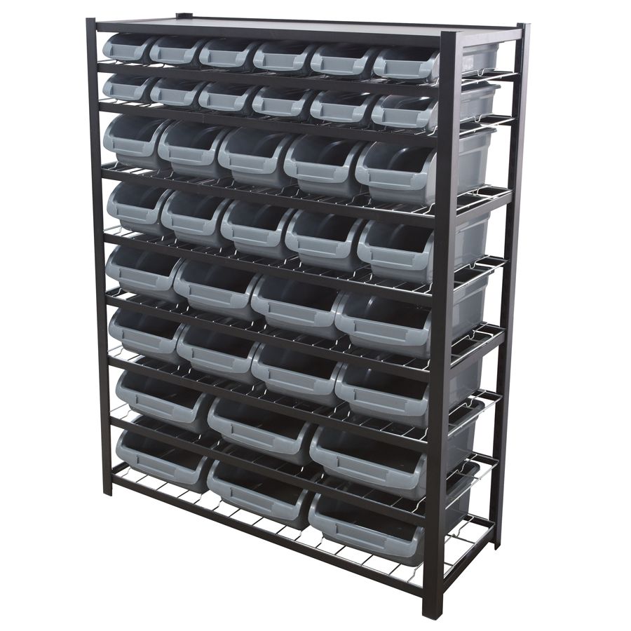 Edsal Bin Storage Rack 36 Bins 57 H x 44 W x 16 D Black