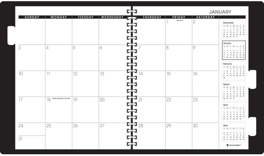 AT A GLANCE 5 Year Monthly Planner 9 x 11  Black January December 2014