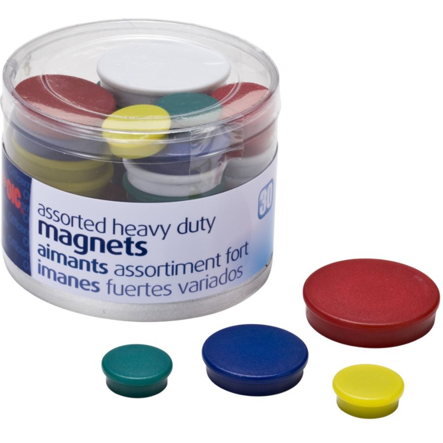Officemate Heavy Duty Magnets Assorted Colors Pack Of 30