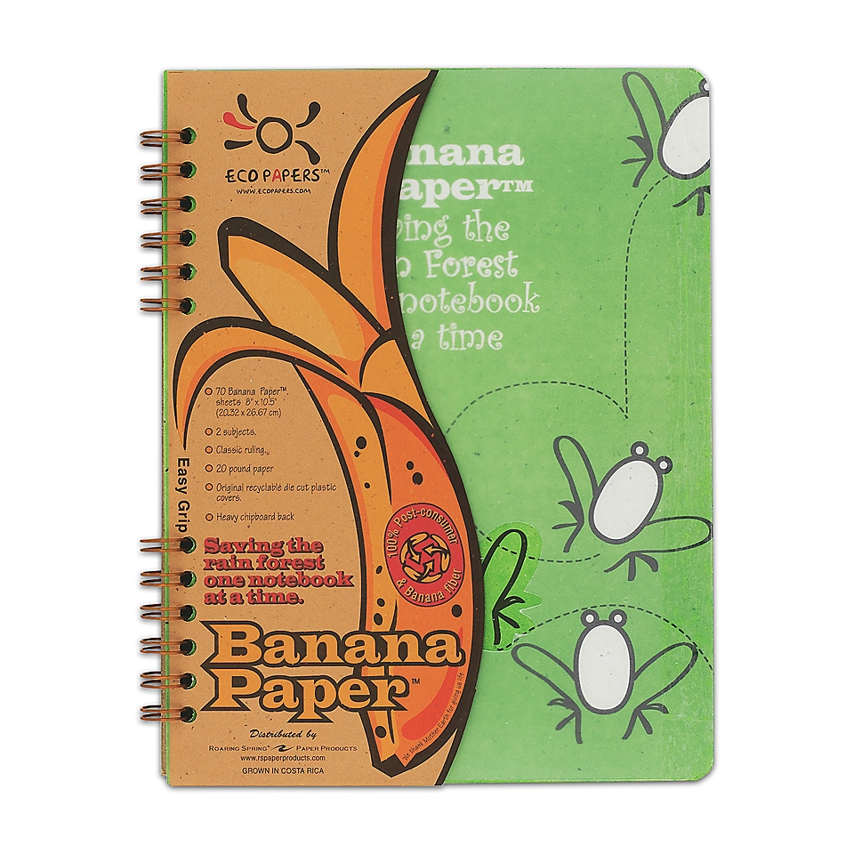 Costa Rica Natural 100percent Recycled Banana Paper Notebook 8 x 10 12  2 Subjects Wide Ruled 35 Sheets