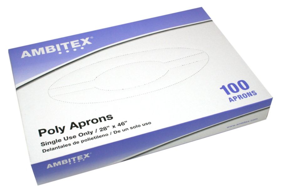 Ambitex Polyethylene Aprons 28 x 46  White Box Of 100