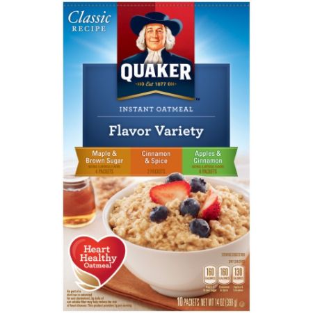 Quaker Instant Oatmeal Flavor Variety Packs 1.51 Oz Pack Of 10 Case Of ...