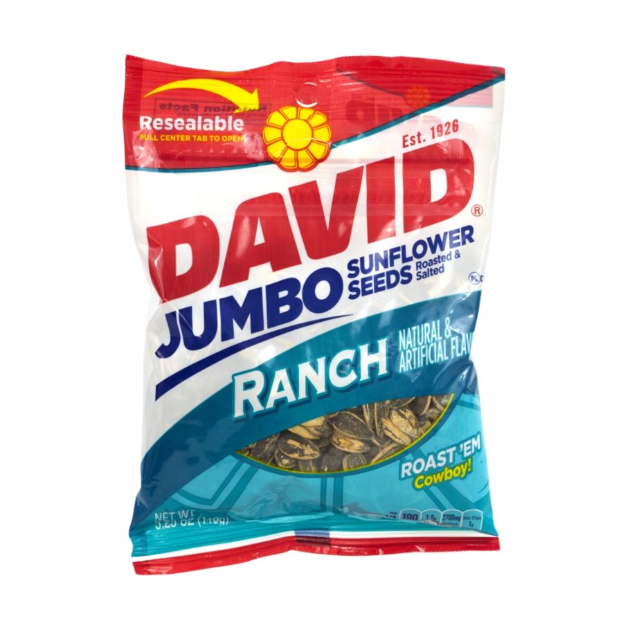 David Jumbo Sunflower Seed Pouches Ranch 5.25 Oz Box Of 12 by Office ...