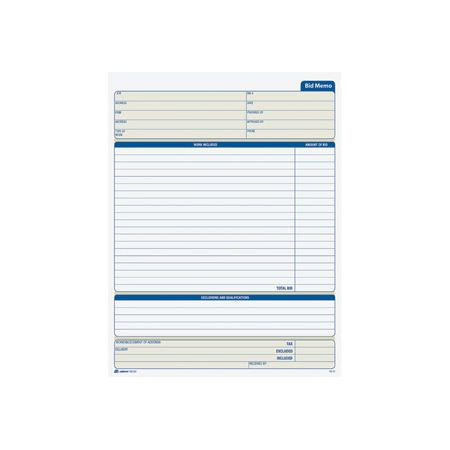 Adams Bid Memo Books 8 38 x 11 716 White 50 Sheets Per Book Carton Of ...