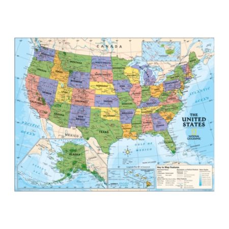 National Geographic Maps Political Series USA Map 51 x 40 Grades 4 12 ...