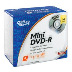 Office Depot Brand Mini DVD R Recordable Media With Slim Jewel Cases 1 ...