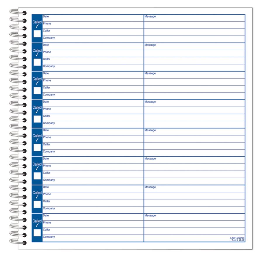 Office Depot Brand Voicemail Log Book 7 12 x 8 12 60 Sheets White Paper ...