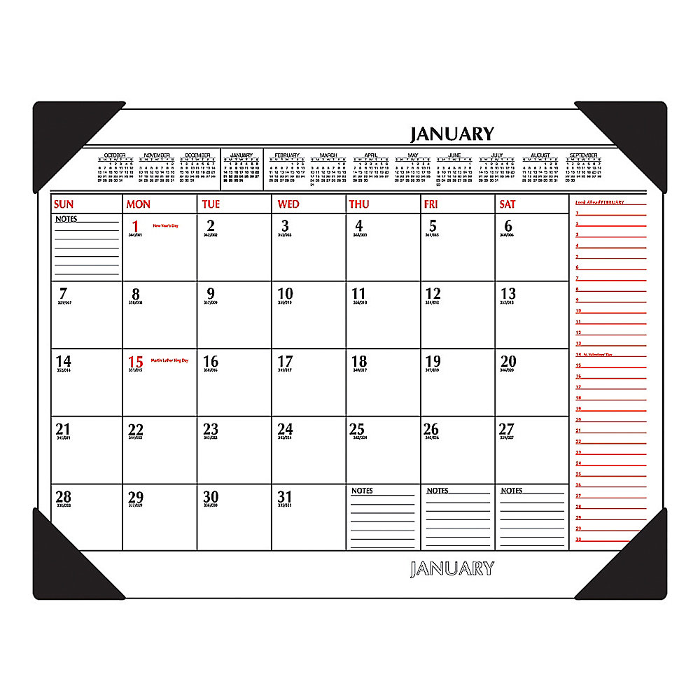 AT A GLANCE 30percent Recycled Desk Pad Calendar 22 x 17  BlackRed January December 2013
