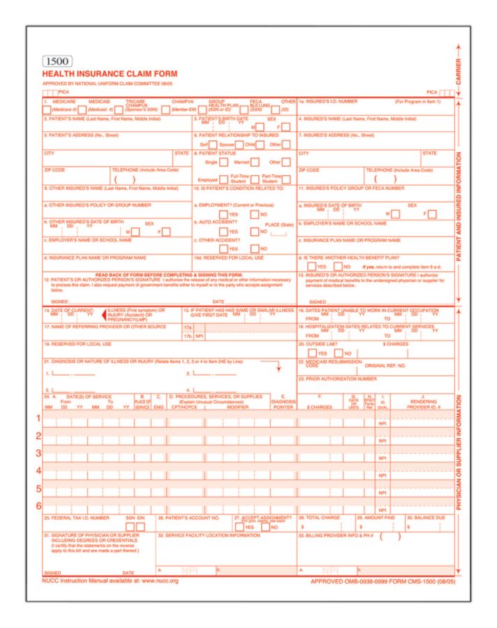 TOPS 1 Part Laser Medical Claim Forms 8 12 x 11  Pack Of 250