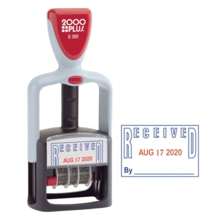 ACCU STAMP Two Color Self Inking Message Stamp Received BlueRed by ...