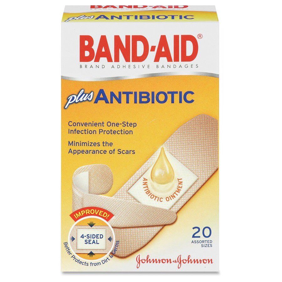 Band Aid Brand Antibiotic Bandages Assorted Sizes Box Of 20 by Office ...