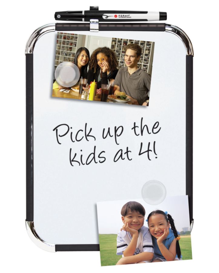 FORAY Magnetic Dry Erase Board 8 12 x 11  White Board Black Plastic Frame