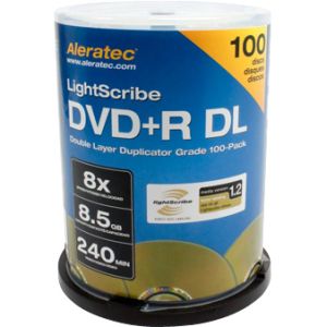 Aleratec Double Layer 100 Pack 8x DVDR Media Disc Spindle