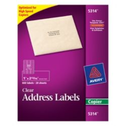 Avery Clear Copier Address Labels 1 x 2 1316 Box Of 660 by Office Depot ...