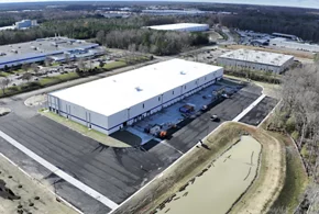 Aerial view of a large warehouse