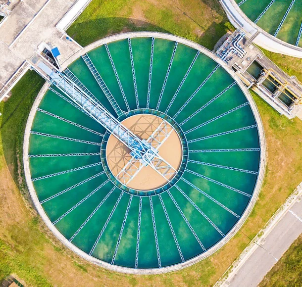 Aerial view of water treatment plant