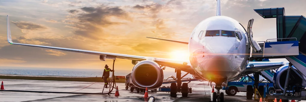 Passenger airplane getting ready for flight