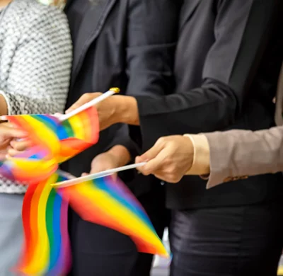 Celebrating LGBT rights with rainbow flags