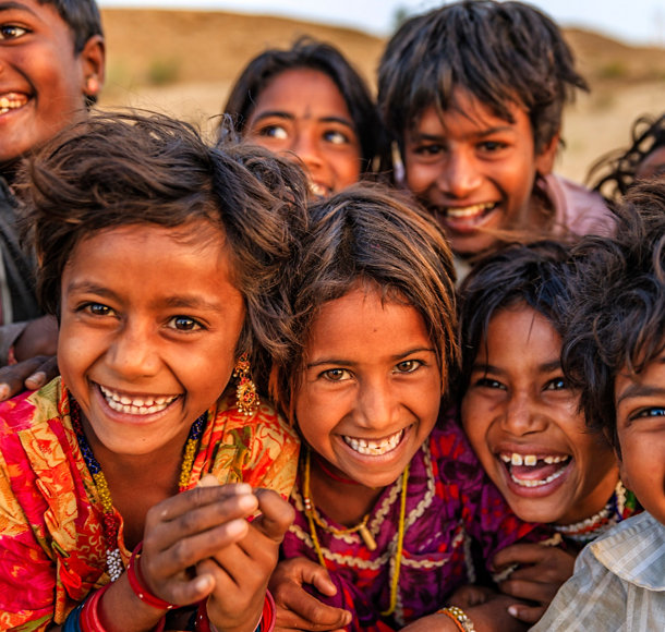 Group of happy Indian children