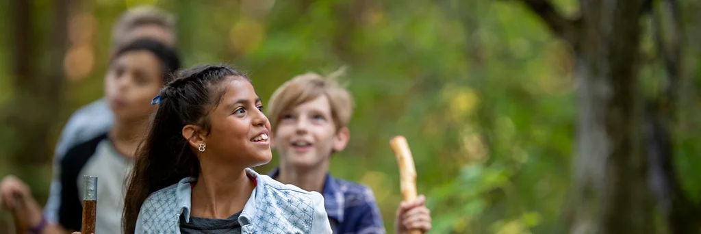 Elementary school kids hiking