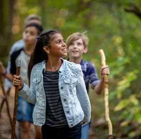 Elementary school kids hiking