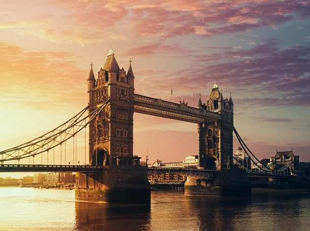 The Tower Bridge of London, United Kingdom at sunrise