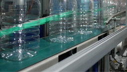 plastic bottles on a shelf