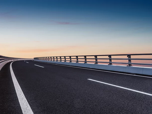 Empty road stretches out to the horizon