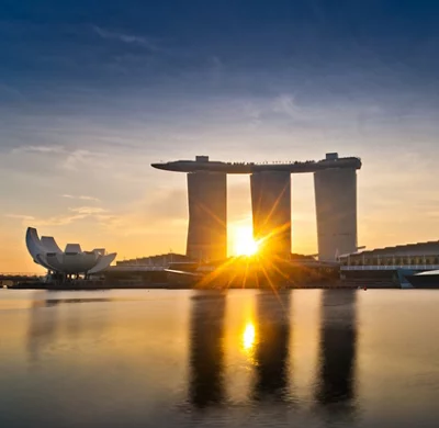 Lever du soleil à Marina Bay