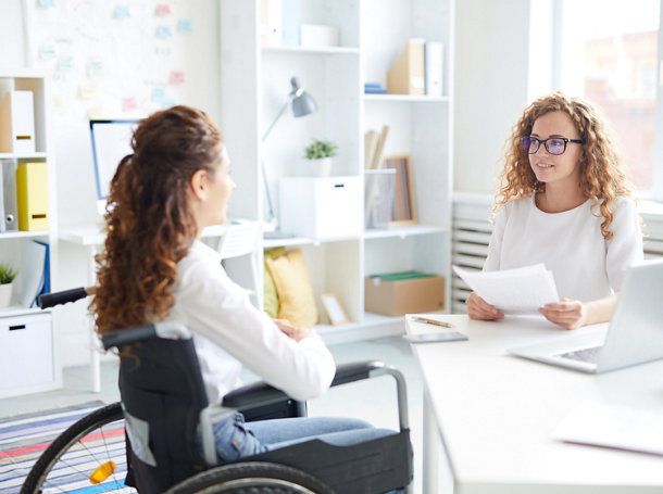 A differently-abled woman appearing for an interview