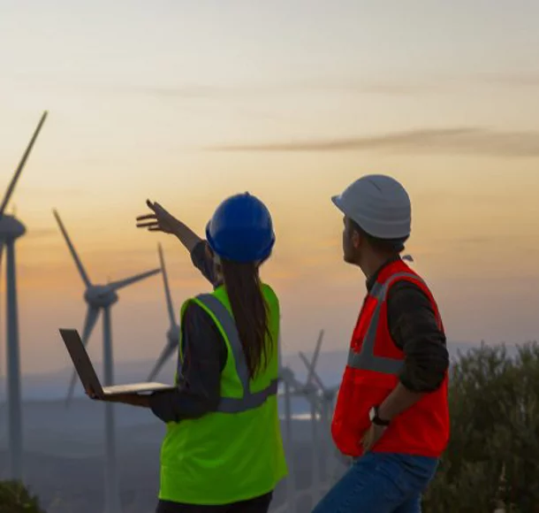 Man and Women infront of windmill