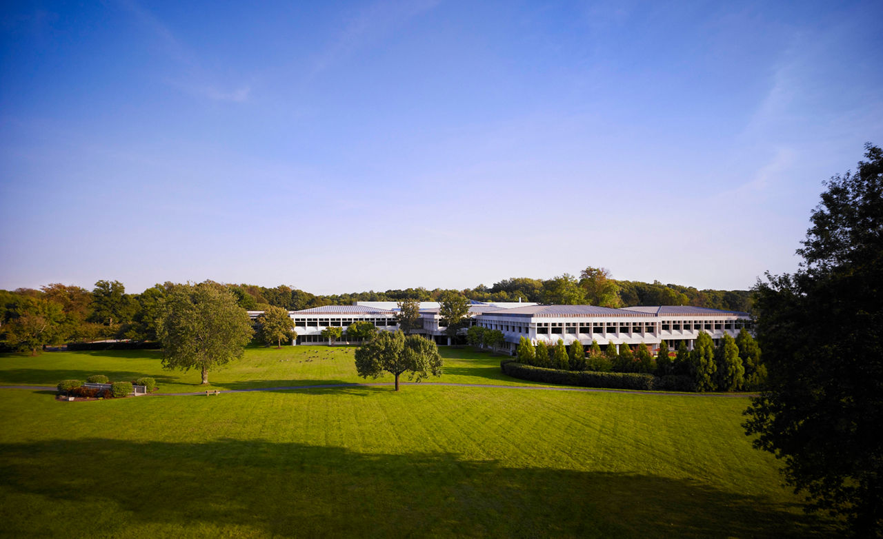 An aerial view of the RWJF headquarters in Princeton, N.J.