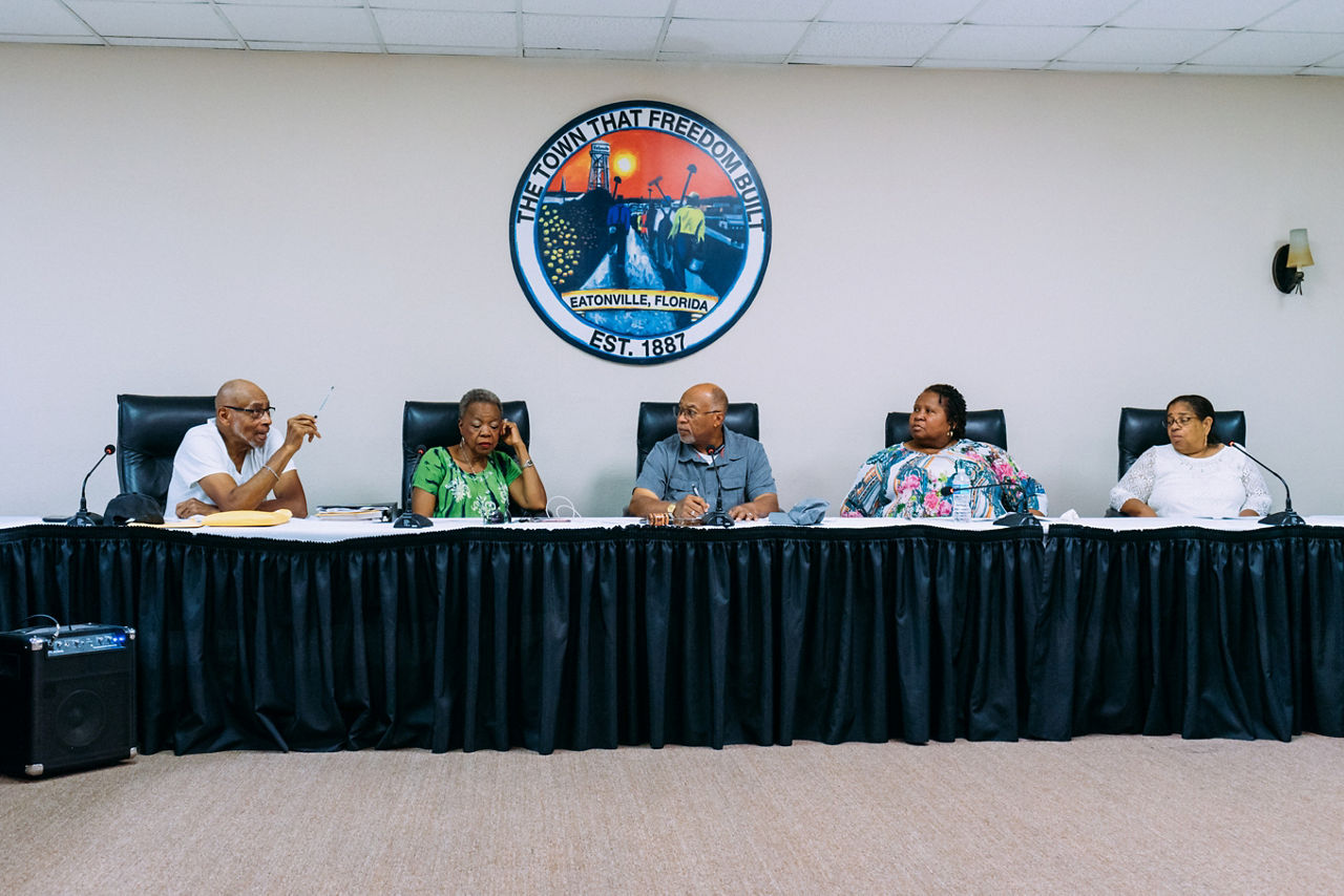 Residents of Eatonville attend a Planning & Zoning meeting in Town Hall to discuss proposed development & redevelopment