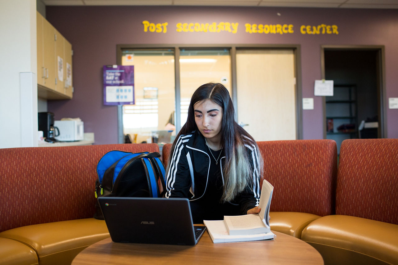 Monica Euceda, a senior at Lake County High School in Leadville, Colorado, takes classes at Colorado Mountain College through their dual enrollment program so students can earn college and high school credit simultaneously and at no cost to them.  Euceda plans to graduate with a childcare certificate next year.