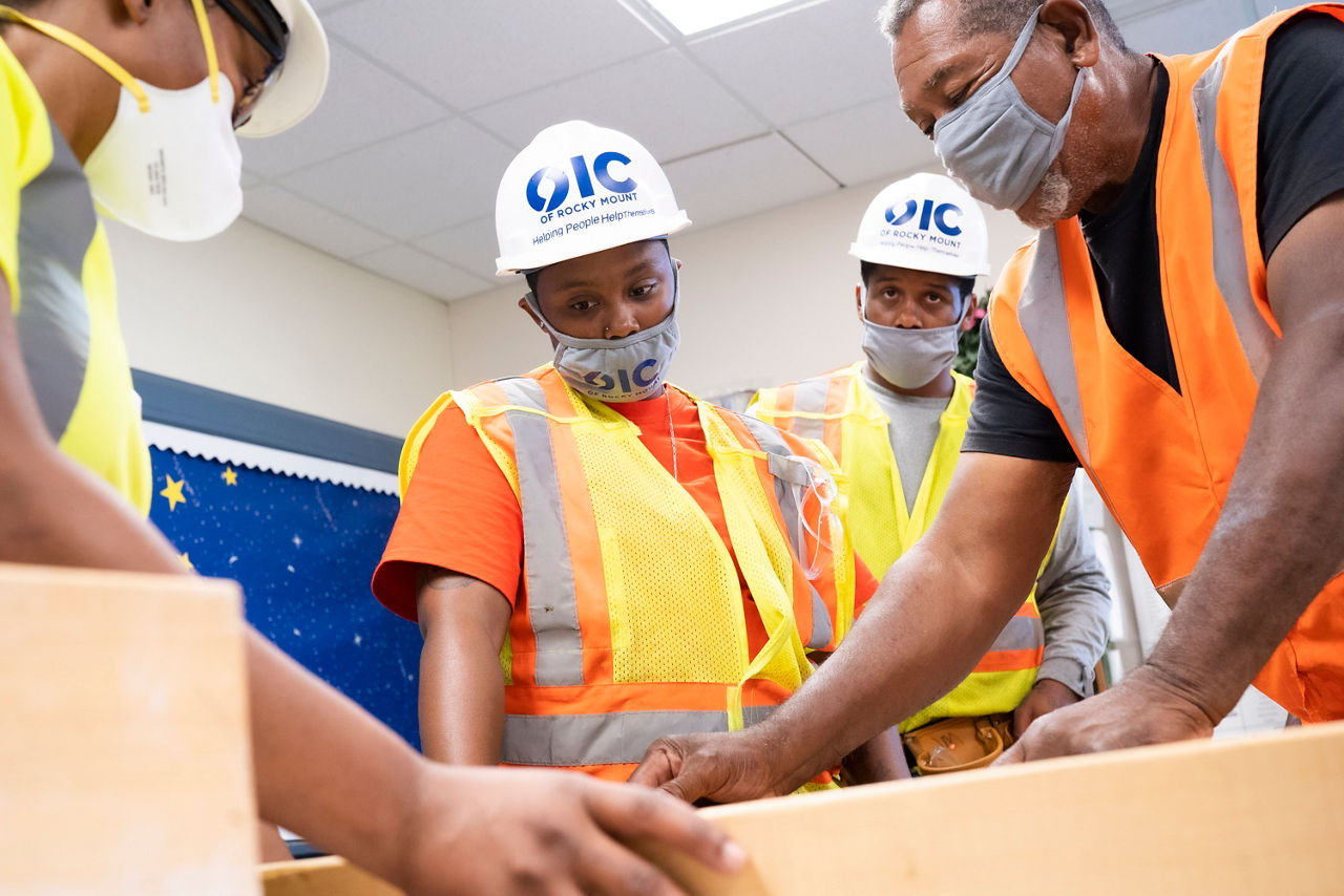 OIC of Rocky Mount holds a carpentry class to enable a new work force of young builders. Rocky Mount, NC. September 22, 2021 (Photo by Samantha Appleton)In the face of historical challenges, the people of Rocky Mount, N.C., are embarking on a journey to address structural racism and racial equity as key drivers of health. This rural town of 54,000 is working to make the city’s power structure more inclusive, encourage collaboration between generations and racial groups, and address the root causes of racism. Residents are taking an expansive view of health and fostering connections around such critical issues as affordable housing, workforce development and wealth building, and access to healthy foods.