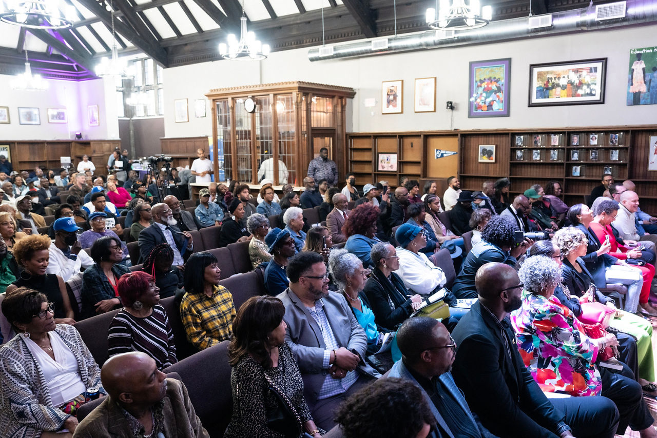 Director Rev. Horace Sheffield III hosts the Detroit Association of Black Organizations’ (DABO) weekly Community Empowerment Speaker Series, with guest Dr. Cornel West, at The Bridge Center in Detroit, MI, Sept. 27, 2023.