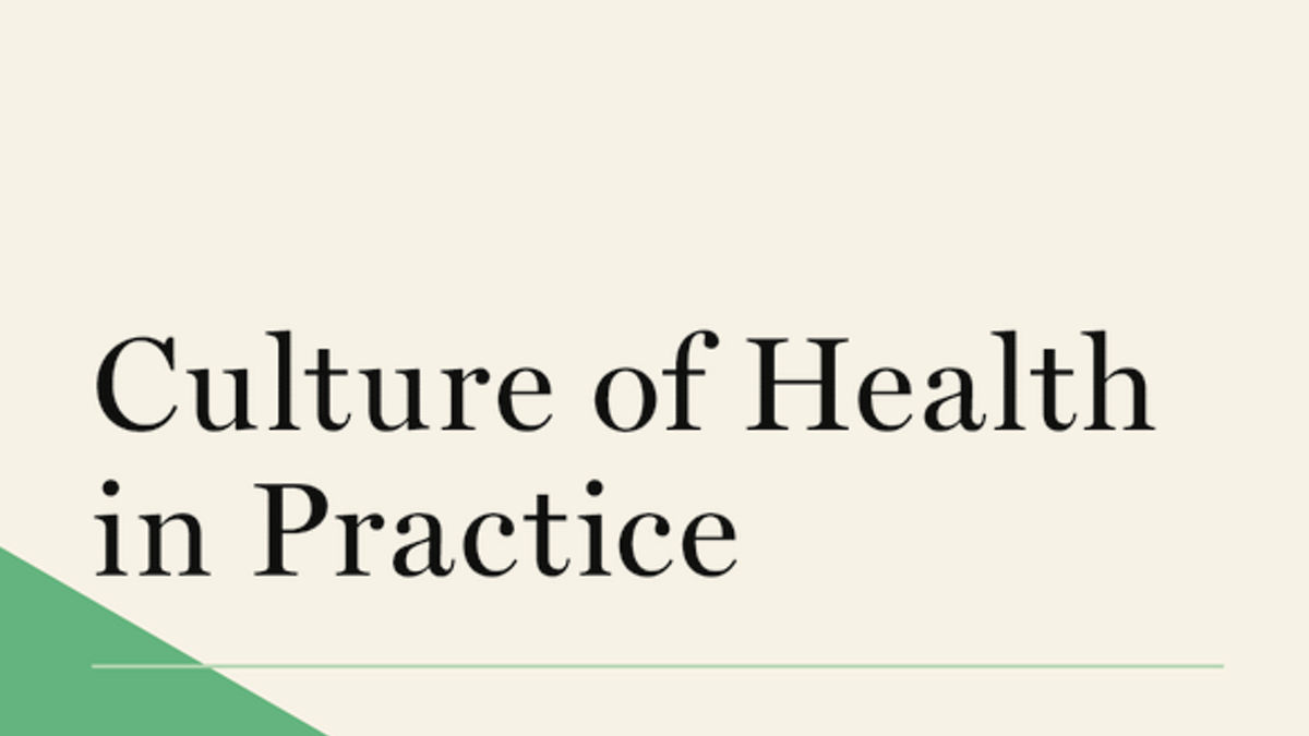 Culture of Health in Practice book cover.