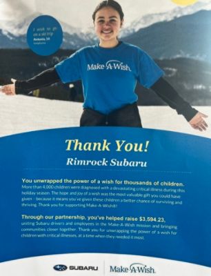 Rimrock Subaru Raises $3,594.23 for Make-A-Wish South Dakota & Montana