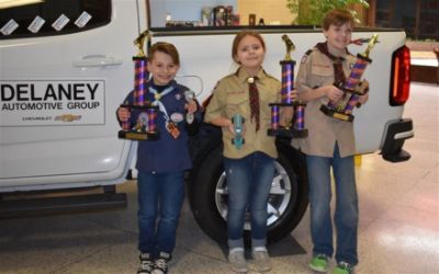 Delaney Subaru races to the Finish with the Scouts