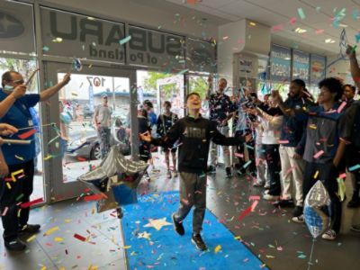 Thrills for Hudson start at Subaru of Portland!
