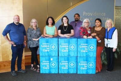 Continental Subaru Delivers Warm Blankets to Providence Cancer Center