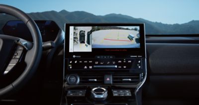 A close-up of the 360° Surround-View Camera System display on the 2023 Solterra.