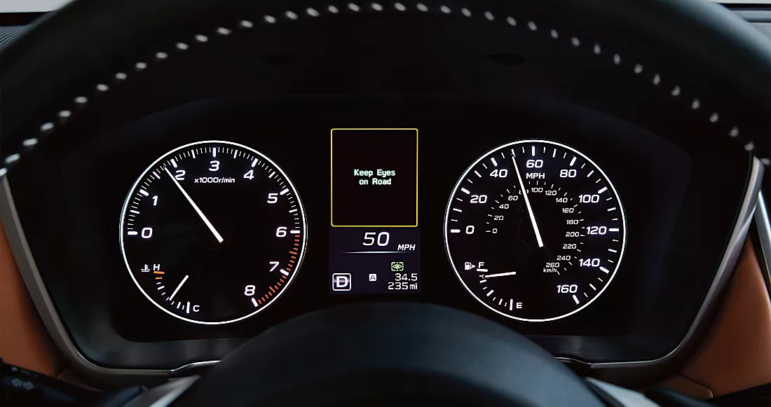  outback speedometer 4.2 inch LCD displaying the driving focus distraction system, reminding the driver to keep focus